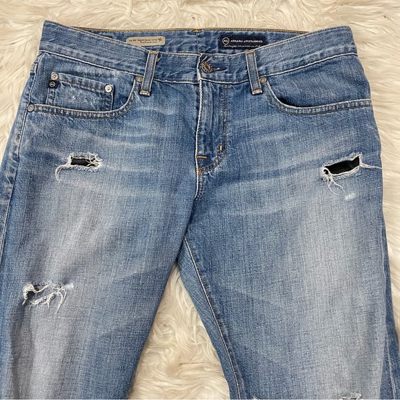 AG Adriano Jeans Ex-Boyfriend Crop Jeans Mid Rise Size 28 Light Wash Distressed - Picture 3 of 16